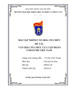 BÀI tập NHÓM văn hóa tổ CHỨC đề tài văn hóa tổ CHỨC của tập đoàn UNILEVER VIỆT NAM 