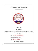 TIỂU LUẬN xã hội học thói quen tiêu dùng của người dân việt nam dưới tác động của đại dịch COVID 19 