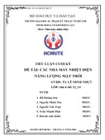 TIỂU LUẬN CUỐI kỳ đề tài các NHÀ máy NHIỆT điện NĂNG LƯỢNG mặt TRỜI 