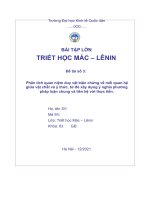Phân tích quan niệm duy vật biện chứng về mối quan hệ giữa vật chất và ý thức, từ đó xây dựng ý nghĩa phương pháp luận chung và liên hệ với thực tiễn.