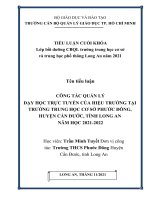 CÔNG tác QUẢN lý dạy học TRỰC TUYẾN của HIỆU TRƯỞNG tại TRƯỜNG TRUNG học cơ sở PHƯỚC ĐÔNG, HUYỆN cần đước, TỈNH LONG AN năm học 2021 2022 