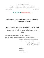 TIỂU LUẬN NHẬP MÔN LOGISTICS VÀ QUẢN LÝ CHUỖI CUNG ỨNG  đề TÀI TÌM HIỂU VỀ PHƯƠNG THỨC VẬN  TẢI ĐƯỜNG SÔNG TẠI VIỆT NAM HIỆN NAY 