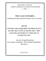 ỨNG DỤNG CÔNG NGHỆ THÔNG TIN TRONG QUẢN lý dạy học TRỰC TUYẾN tại TRƯỜNG THCS – THPT LƯƠNG hòa, HUYỆN bến lức, TỈNH LONG AN 