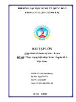 Bài tập lớn Kinh tế Chính trị MÁc  Lênin  Đề tài: Thực trạng Hội nhập kinh tế quốc tế ở Việt Nam