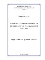 (Luận án tiến sĩ) Nghiên cứu các nhân tố tác động tới động lực sáng tạo của nhà sáng chế ở Việt Nam