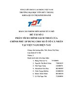 Phân tích chính sách thuế của chính phủ áp dụng cho xe ô tô cá nhân tại việt nam hiện nay 