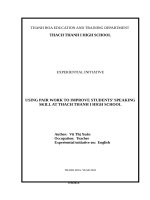 (SKKN 2022) using pair work to improve students’ speaking skill at thach thanh i high school 
