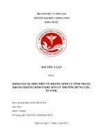 TIỂU LUẬN đề tài KHẢO sát sự HIỂU BIẾT về KHÁNG SINH và TÌNH TRẠNG KHÁNG KHÁNG SINH ở KHU dân cư PHƯỜNG HƯNG lộc, TP VINH