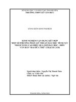 (SKKN 2022) kinh nghiệm vận dụng một số phương pháp, kỹ thuật dạy học tích cực nhằm nâng cao hiệu quả giờ dạy đọc hiểu văn bản hai đứa trẻ ( thạch lam) 