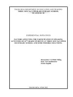 (SKKN 2022) Factors affecting the participation in speaking activities of 10th grade students at Trieu Son No2 upper-secondary school and some possible solutions