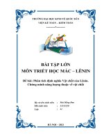 BÀI TẬP LỚN MÔN TRIẾT HỌC MÁC – LÊNIN Đề bài Phân tích định nghĩa Vật chất của Lênin. Chứng minh năng lượng thuộc về vật chất