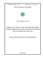 Nghiên cứu sử dụng tư liệu viễn thám quang học và radar trong giám sát rừng ngập mặn ven biển ở một số tỉnh phía bắc Việt Nam