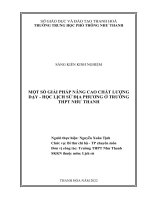 (SKKN 2022) Một số giải pháp nâng cao chất lượng dạy - học lịch sử địa phương ở trường THPT Như Thanh