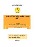 CHỦ đề KHAI hải QUAN điện tử với HÀNG hóa XUẤT KHẨU THƯƠNG mại TRÊN PHẦN mềm ECUS 