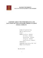 A REPORT ABOUT THE PERFORMANCE AND VALUATION OF VIETNAM DAIRY PRODUCTS JOINT STOCK COMPANY 