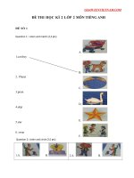 Bộ đề thi Tiếng Anh lớp 2 có đáp án - Giáo viên Việt Nam