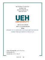 TIỂU LUẬN CUỐI kỳ môn LUẬT KINH DOANH đề tài tìm HIỂU về các HÌNH THỨC sáp NHẬP, hợp NHẤT DOANH NGHIỆP THEO QUY ĐỊNH của PHÁP LUẬT 