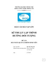 BÁO cáo bài tập lớn kĩ THUẬT lập TRÌNH HƯỚNG đối TƯỢNG đề tài bài TOÁN QUẢN lí điểm SINH VIÊN