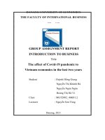 GROUP ASSIGNMENT REPORT INTRODUCTION TO BUSINESS title the affect of covid 19 pandemic to vietnam economics in the last two years 