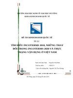 TÌM HIỂU INCOTERMS 2010, NHỮNG THAY đổi TRONG INCOTERMS 2020 và THỰC TRẠNG vận DỤNG ở VIỆT NAM 