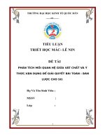 PHÂN TÍCH mối QUAN hệ GIỮA vât CHẤT và ý THỨC vận DỤNG để GIẢI QUYẾT bài TOÁN  bán lược CHO sư  