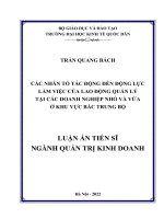 (Luận án tiến sĩ) Các nhân tố tác động đến động lực làm việc của lao động quản lý tại các doanh nghiệp nhỏ và vừa ở khu vực Bắc Trung bộ