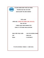 TIỂU LUẬN môn học QUẢN TRỊ CHIN lưc (833101) tên CH đ0 CHIN lưc KINH DOANH CA CÔNG TY cổ PHẦN VINA ACECOOK 