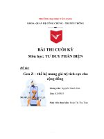 BÀI THI CUỐI kỳ môn học tư DUY PHẢN BIỆN đ ề tài  gen z – thế hệ mang giá trị tích cực cho cộng đồng 