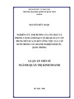 (Luận án tiến sĩ) Nghiên cứu ảnh hưởng của tố chất và phong cách lãnh đạo cán bộ quản lý cấp trung đến sự gắn kết công việc của cấp dưới trong các doanh nghiệp kinh tế  quốc phòng