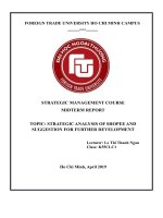 STRATEGIC MANAGEMENT COURSE MIDTERM REPORT TOPIC STRATEGIC ANALYSIS OF SHOPEE AND SUGGESTION FOR FURTHER DEVELOPMENT 