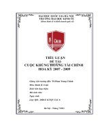 TIỂU LUẬN đề tài CUỘC KHỦNG HOẢNG tài CHÍNH HOA kỳ 2007   2009 