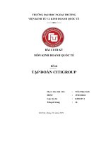 BÀI CUỐI kỳ môn KINH DOANH QUỐC tế đề tài tập đoàn CITIGROUP 