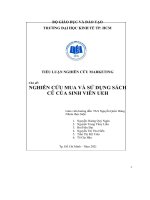 tiểu luận nghiên cứu marketing chủ đề nghiên cứu mua và sử dụng sách cũ của sinh viên ueh 