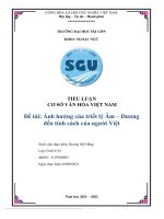 TIỂU LUẬN cơ sở văn hóa VIỆ t NAM đề ế tài ng c ảnh hưở ủa tri t lý âm – dương đến tính cách c i vi t 