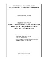 (SKKN 2022) một số giải pháp nâng cao chất lượng đội ngũ giáo viên đảm bảo thực hiện chương trình GDPT 2018 
