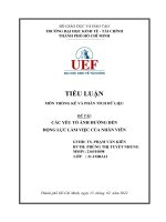 Môn thống kê và phân tích dữ liệu  đề tài   các yếu tố ảnh hưởng đến  động lực làm việc của nhân viên 