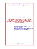 (SKKN 2022) Một số giải pháp nâng cao chất lượng dạy học lịch sử cho học sinh lớp 4A trường TH&THCS Vĩnh Tiến, huyện Vĩnh Lộc, Tỉnh Thanh Hóa