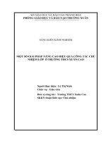 (SKKN 2022) một số giải pháp nâng cao hiệu quả công tác chủ nhiệm lớp ở trường THCS xuân cao 