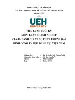 TIỂU LUẬN CUỐI KỲ  LUẬT DOANH NGHIỆP  ĐÁNH GIÁ VỀ SỰ PHÁT TRIỂN LOẠI HÌNH CÔNG TY HỢP DANH TẠI VIỆT NAM
