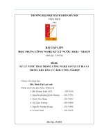 BÀI TẬP LỚN HỌC PHẦN CÔNG NGHỆ XỬ LÝ NƯỚC THẢI Đề tài XỬ LÝ NƯỚC THẢI TRONG CÔNG NGHỆ SẢN XUẤT BIA VÀ TRONG KHU DÂN CƯ KHU CÔNG NGHIỆP