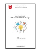 BÁO cáo GIỮA kỳ môn học tư DUY PHẢN BIỆN CHỦ đề TRANH LUẬN tác động của mạng xã hội đến với đời sống tinh thần của sinh viên 
