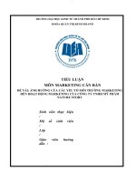 Ảnh hưởng của các yếu tố môi trường marketing đến hoạt động marketing của Công ty TNHH mỹ phẩm Nature Story