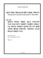 TIỂU LUẬN TCCT  KHAI THÁC HIỆU QUẢ NGUỒN TÀI NGUYÊN THIÊN NHIÊN PHỤC VỤ PHÁT TRIỂN KINH TẾ XÃ HỘI TỈNH BÌNH PHƯỚC TRONG GIAI ĐOẠN HIỆN NAY