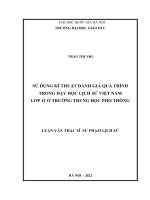 Sử dụng kĩ thuật đánh giá quá trình trong dạy học lịch sử việt nam lớp 11 ở trường trung học phổ thông 