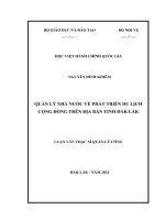 (Luận văn thạc sĩ) Quản lý nhà nước về phát triển du lịch cộng đồng trên địa bàn tỉnh Đắk Lắk