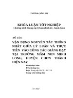khóa luận tốt nghiệp TCCT   vận dụng nguyên tắc thống nhất giữa lý luận và thực tiễn vào công tác giảng dạy tại trường mầm non minh long, huyện chơn thành hiện nay