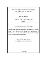 TIỂU LUẬN CCCT KHÓ KHĂN, THÁCH THỨC TRONG PHÁT TRIỂN NÔNG NGHIỆP, NÔNG dân, NÔNG THÔN ở VIỆT NAM   vận DỤNG tại xã lộc THẠNH, HUYỆN lộc NINH TỈNH BÌNH PHƯỚC HIỆN NAY