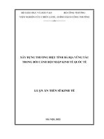 Xây dựng thương hiệu tỉnh bà rịa vũng tàu trong bối cảnh hội nhập kinh tế quốc tế