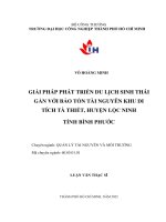 Giải pháp phát triển du lịch sinh thái gắn với bảo tồn tài nguyên khu di tích tà thiết, huyện lộc ninh, tỉnh bình phước