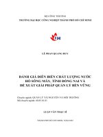 Đánh giá diễn biến chất lượng nước hồ sông mây, tỉnh đồng nai và đề xuất giải pháp quản lý bền vững p1